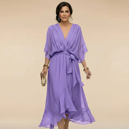 MARTA™ | VESTIDO DE CHIFFON CON ESCOTE EN V