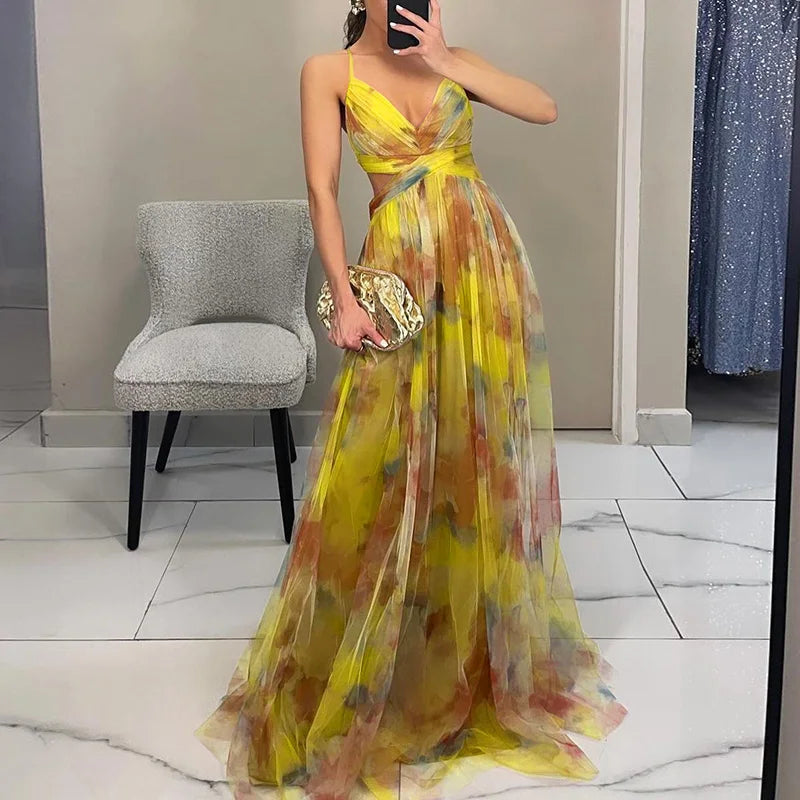 Giselle | Encantador vestido maxi con estampado floral